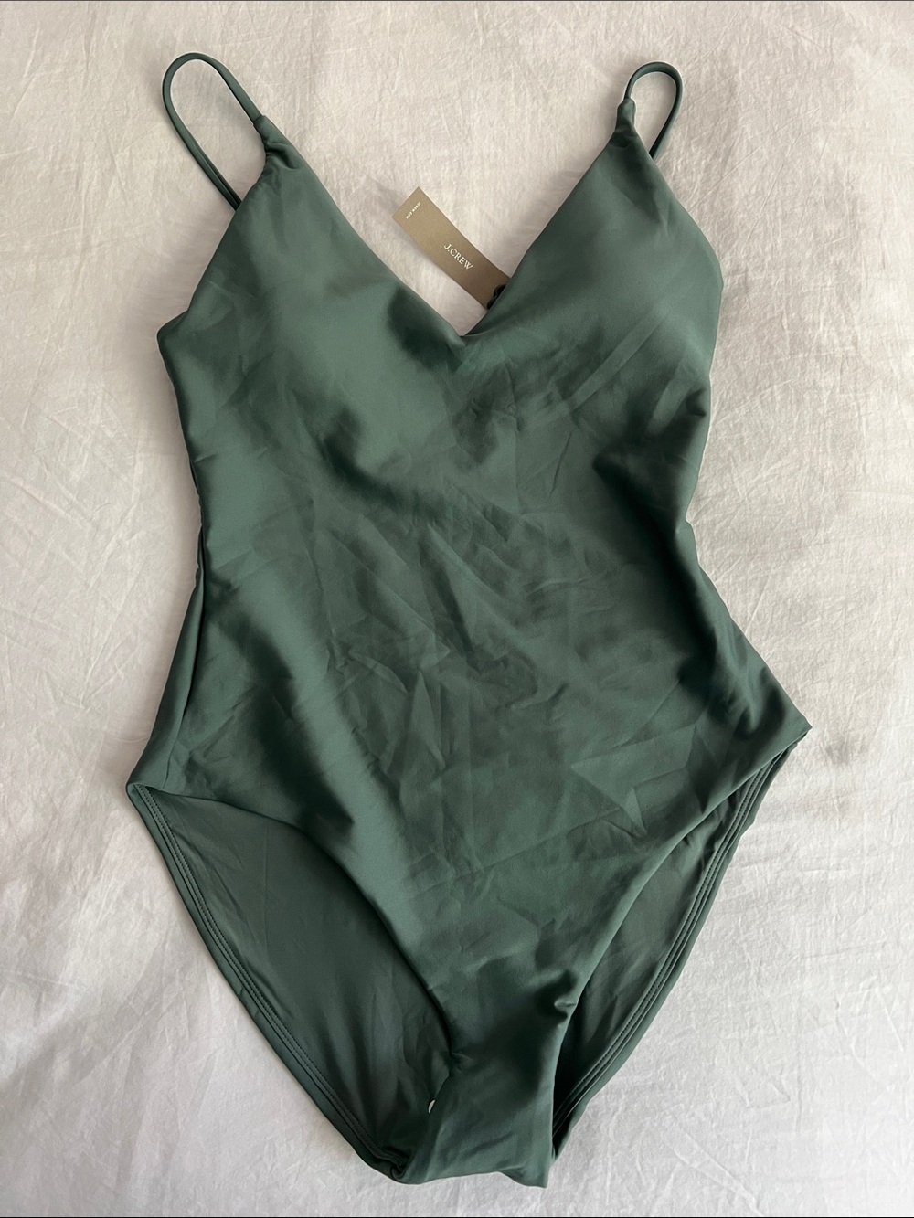 J.Crew Lana V-Neck One-Piece Swimsuit Classic Sculpt in Sage Green